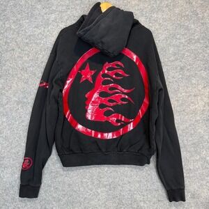 Hellstar Future Flame Logo Hoodie Sweatshirt Mens Medium Oversized Black Graphic